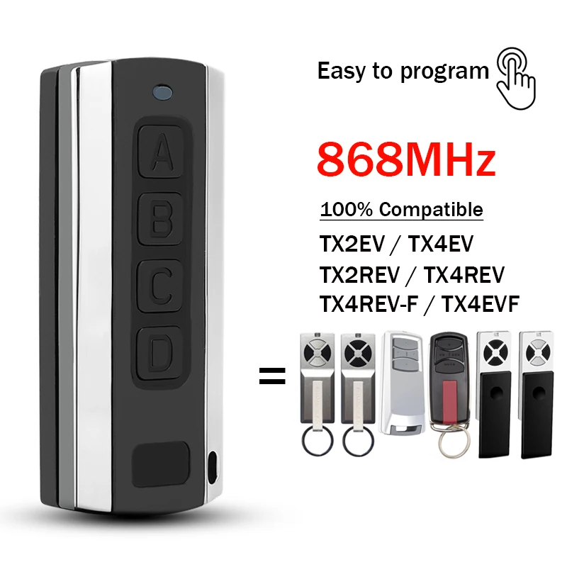 受信機プログラミング用 LiftMaster TX4EVF TX2EV TX4EV 868 MHz CHAMBERLAIN TX4REV TX2REV TX4REVF ガレージドアリモコン