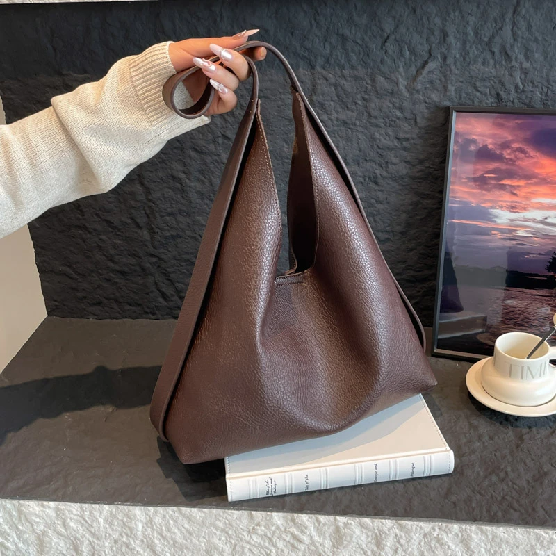 

2 Set Tote Bag Fashion Underarm Pouch Large Capacity Soft Leather Shoulder Bag Retro Underarm Casual Simple Hobo Bags