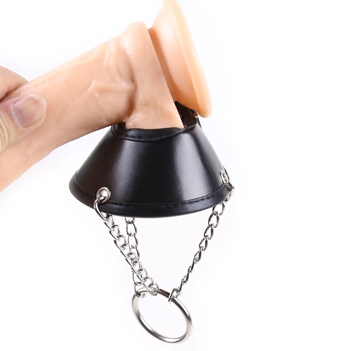 BDSM Bondage Testicular Stretching Penis Cock Ring Faux Leather Parachute Ball Stretcher Scrotum Restraint Adjustable for Men