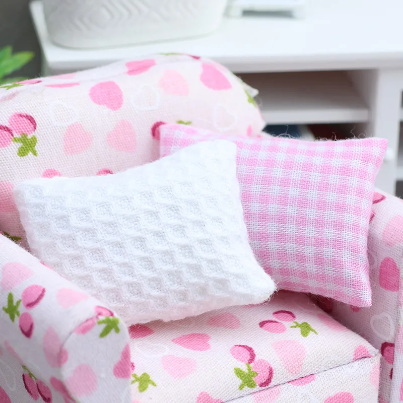 1:12 Dollhouse Throw Pillow Set, Mini Cushions for Sofa Chair, OB11 Doll Room Decor Accessories, Micro Scene Props