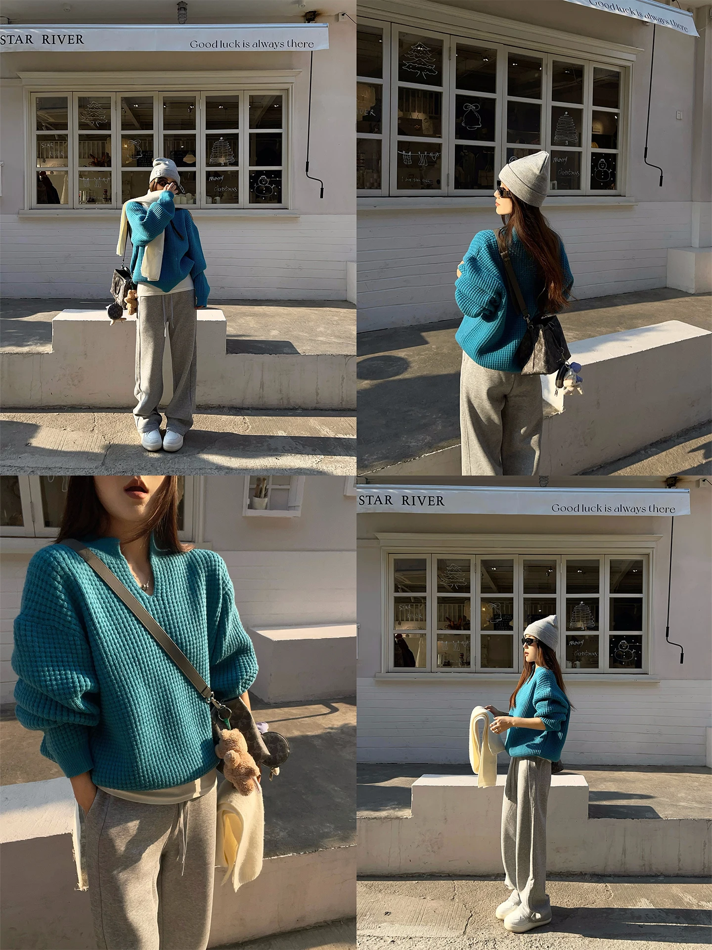 

Теплый повседневный синий вязаный свитер с V-образным вырезом, свободный крой, осень-зима, дышащий, комфортный, из смеси нейлона и полиэстера