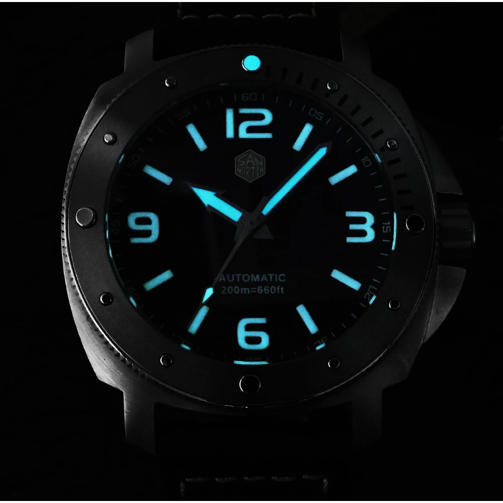 Imagem -05 - San Martin Miyota 8315 Relógio Mecânico Masculino 43 mm Luxo Clássico Militar Automático Safira 20atm Luminoso Bgw9 Relógio de Pulso