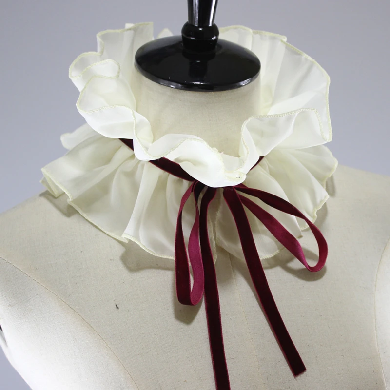 

Court Princess Lace Ruffled False Collar Decorative Neck Ruff Shawl Stand Collar Ladies Costume Accessory