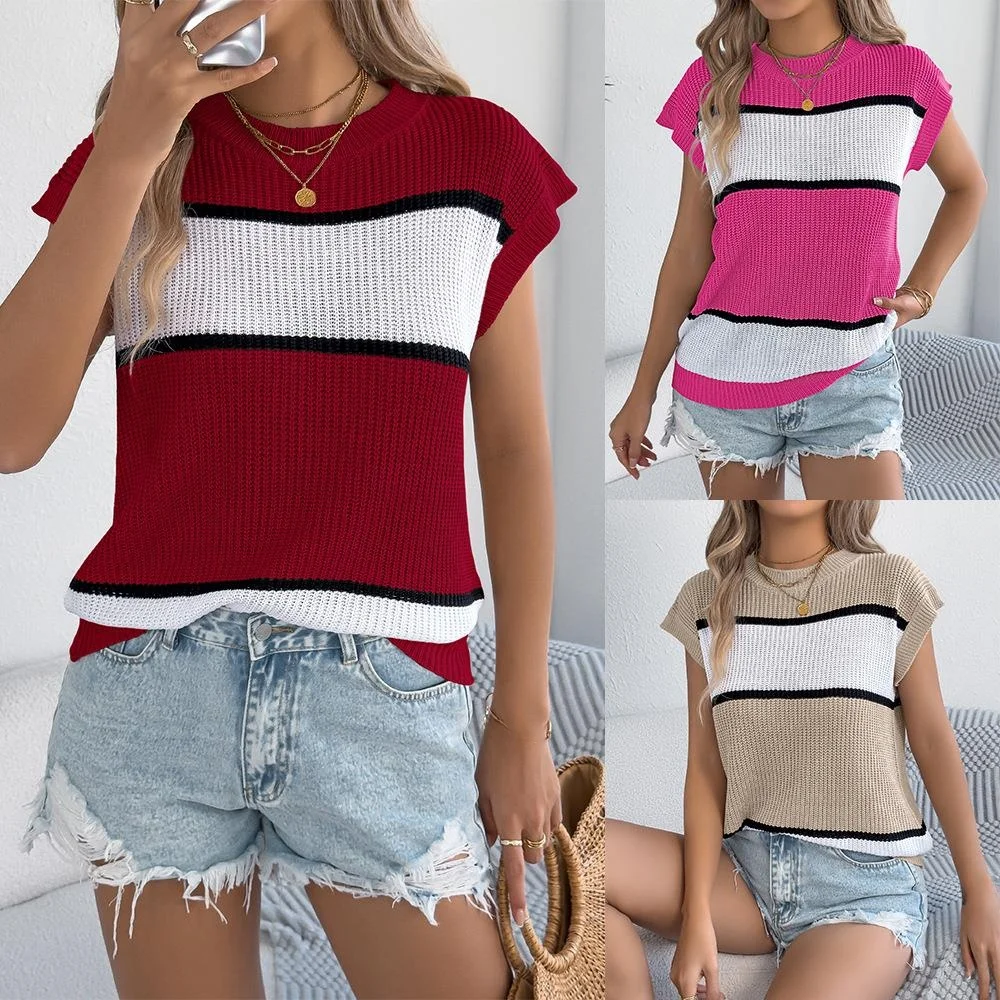 

Loose Casual Striped Knitwear Summer Vaion Top Women's Cross-Border Loose Fit Autumn Season Svel Brand Unbranded