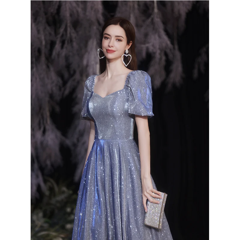 Elegant Bling Evening Party Dress Celebrity Banquet Dress Bling Sequins Vestidos De Festa Vintage Women Chinese Dress Maxi Dress