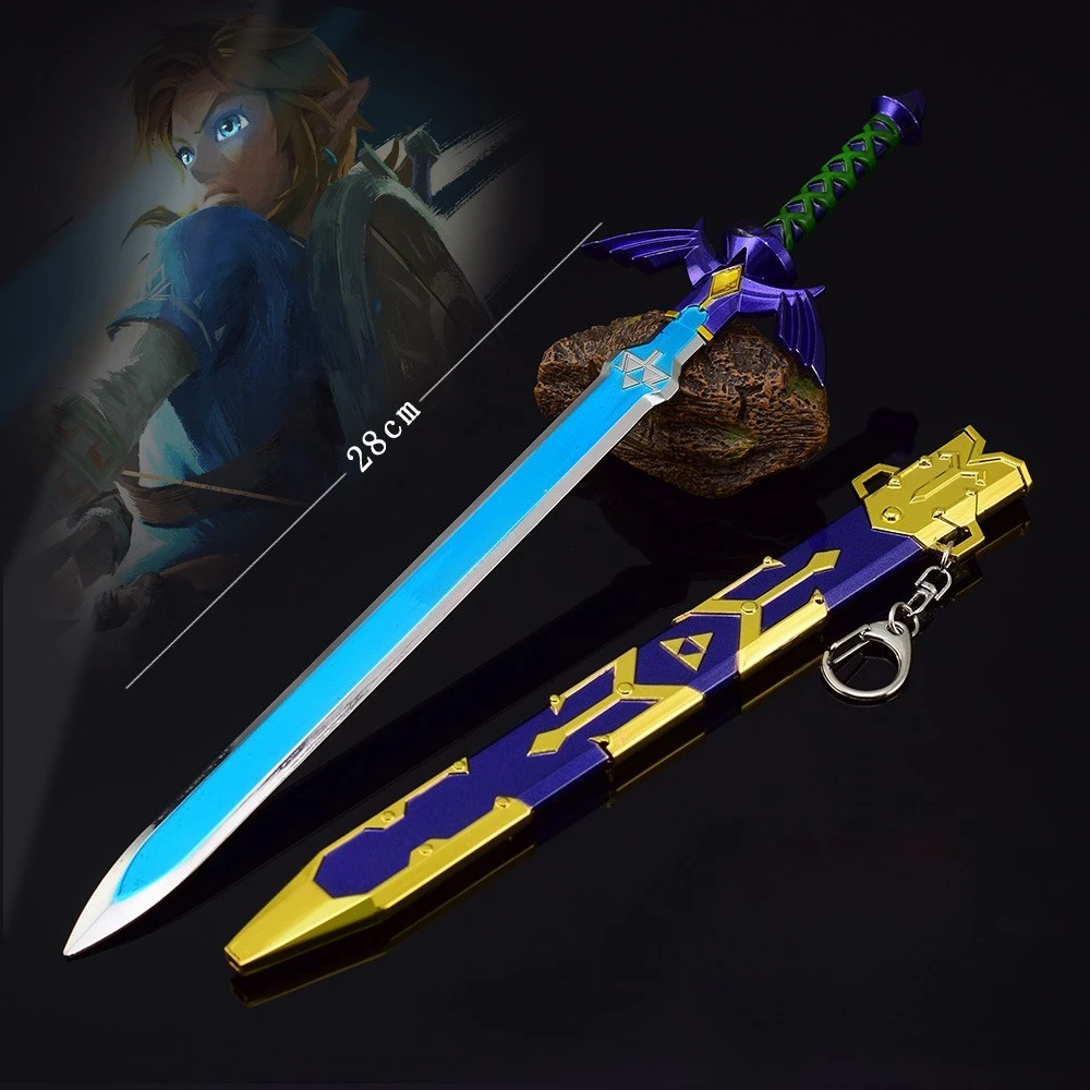 28cm mestre espada o hyrule fantasia lágrimas do reino arma de metal modelo katana lâmina chaveiro ornamento artesanato presentes brinquedos