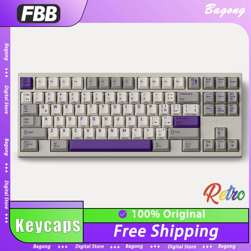 

FBB Retro Purple Mechanical Keyboard Keycaps PBT Thermal Sublimation Keycap Set Personalized Pc Gamer Accessories Office