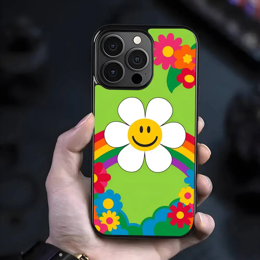 Flor cama w-wiggle w-wiggle caso de telefone móvel adequado para apple 16pro max 15 14 13 12 mini 11 remendo preto casca dura