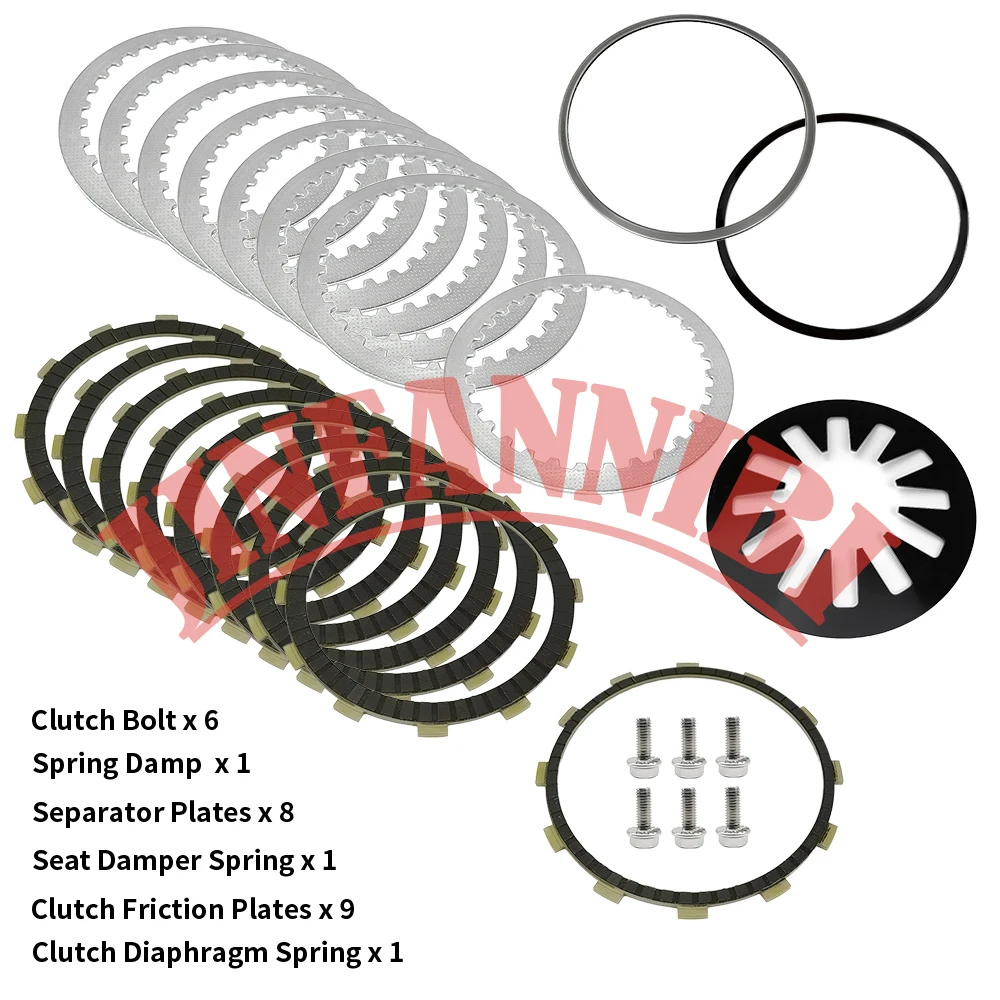For Harley Dyna Wide Glide 1998-2013 2014 2015 2016 2017 Clutch Friction Plates Kit & Diaphragm Spring
