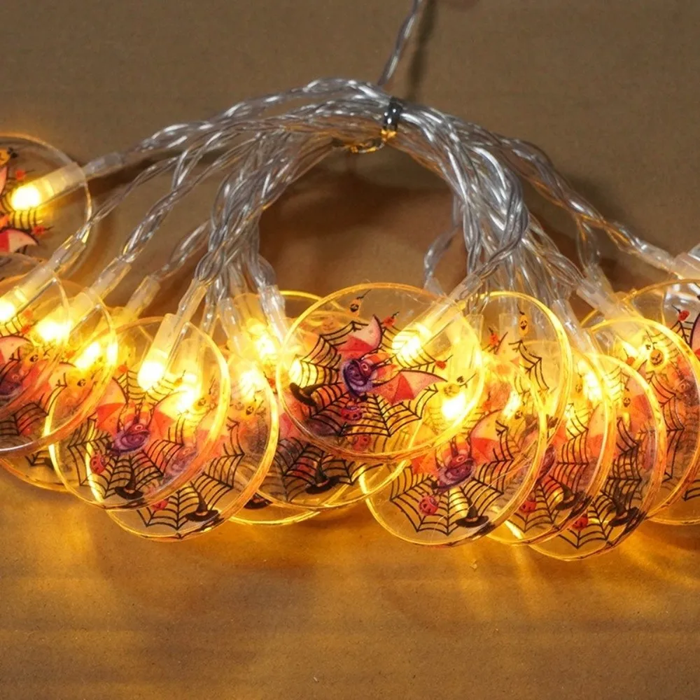Solar Powered Halloween String Lights Luminous Skull Pumpkin Bat LED Lights String Portable Halloween Festoon Light