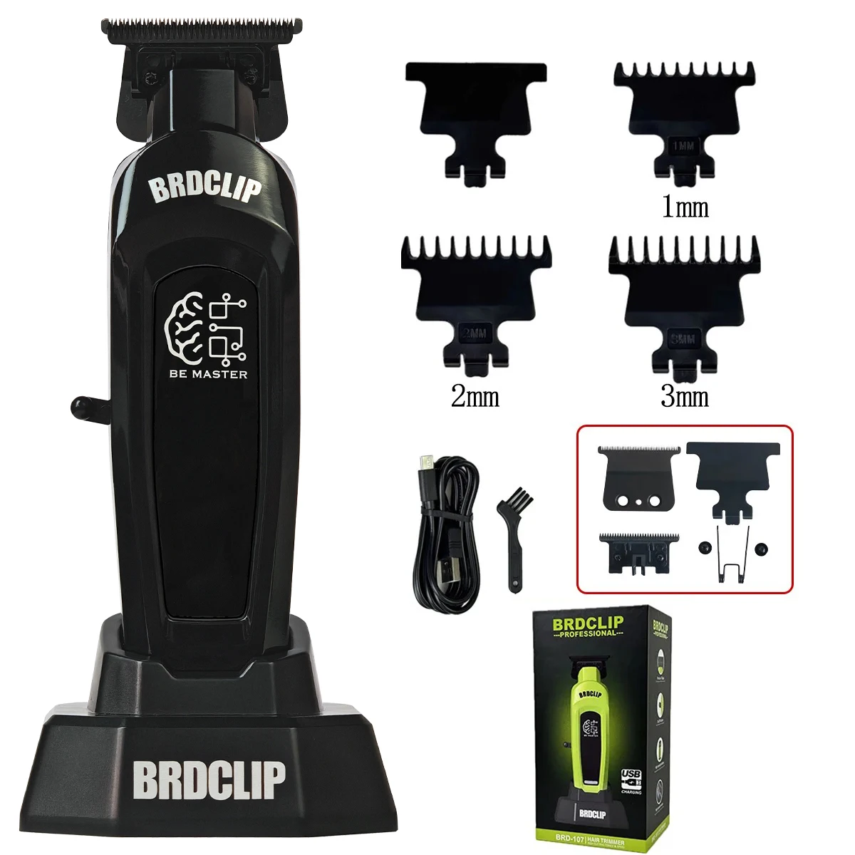 BRDCLIP BRD106 078 Haarschneidemaschine 7500 U/min 7200 U/min Neuer professioneller Friseursalon-Trimmer DLC-Klinge mit Ladestation Barber für Männer