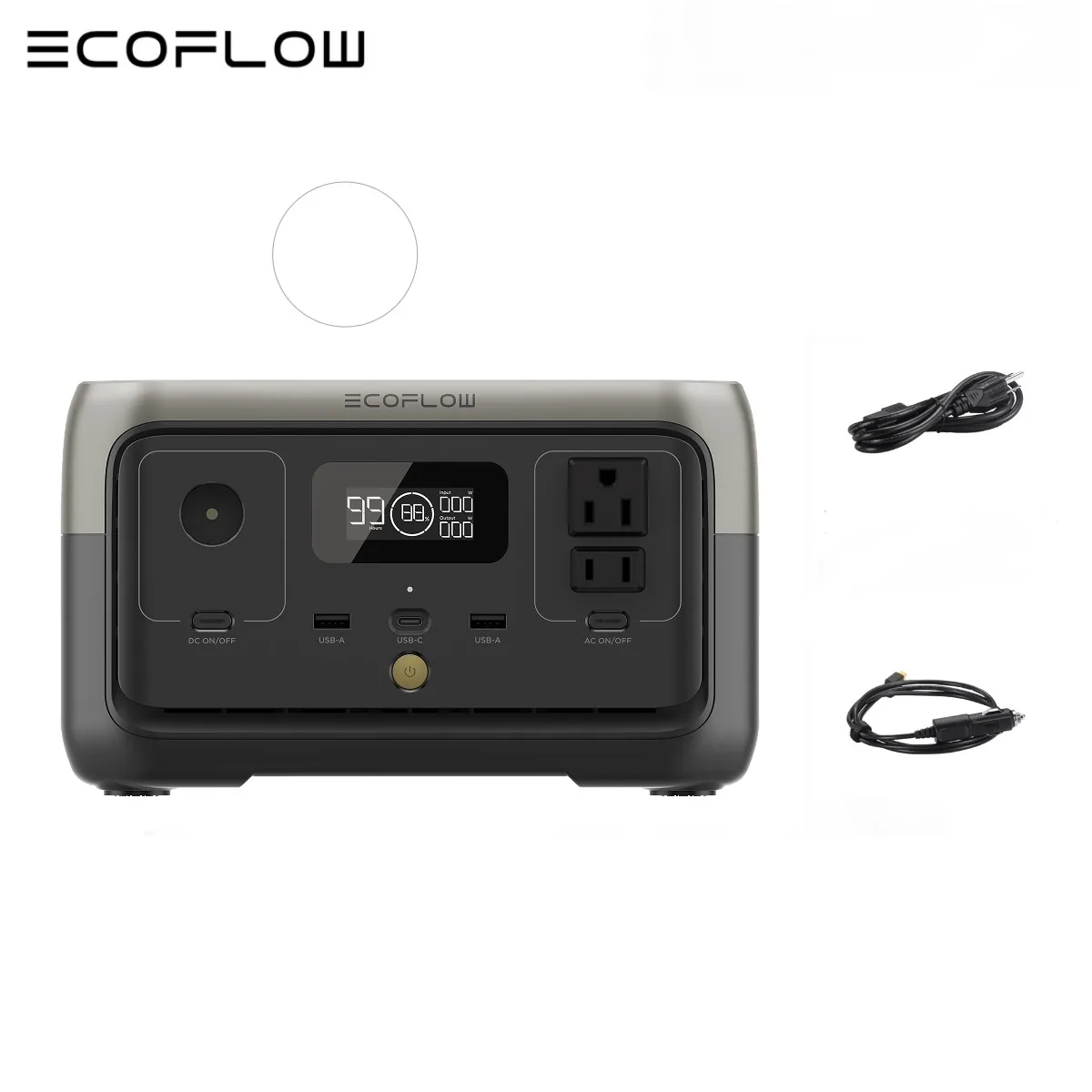 

ECOFLOW RIVER 2 Portable Power Station for Cable, 256Wh LiFePO4 Battery, 1-Hour Fast Charge, Up to 600W AC Outlets
