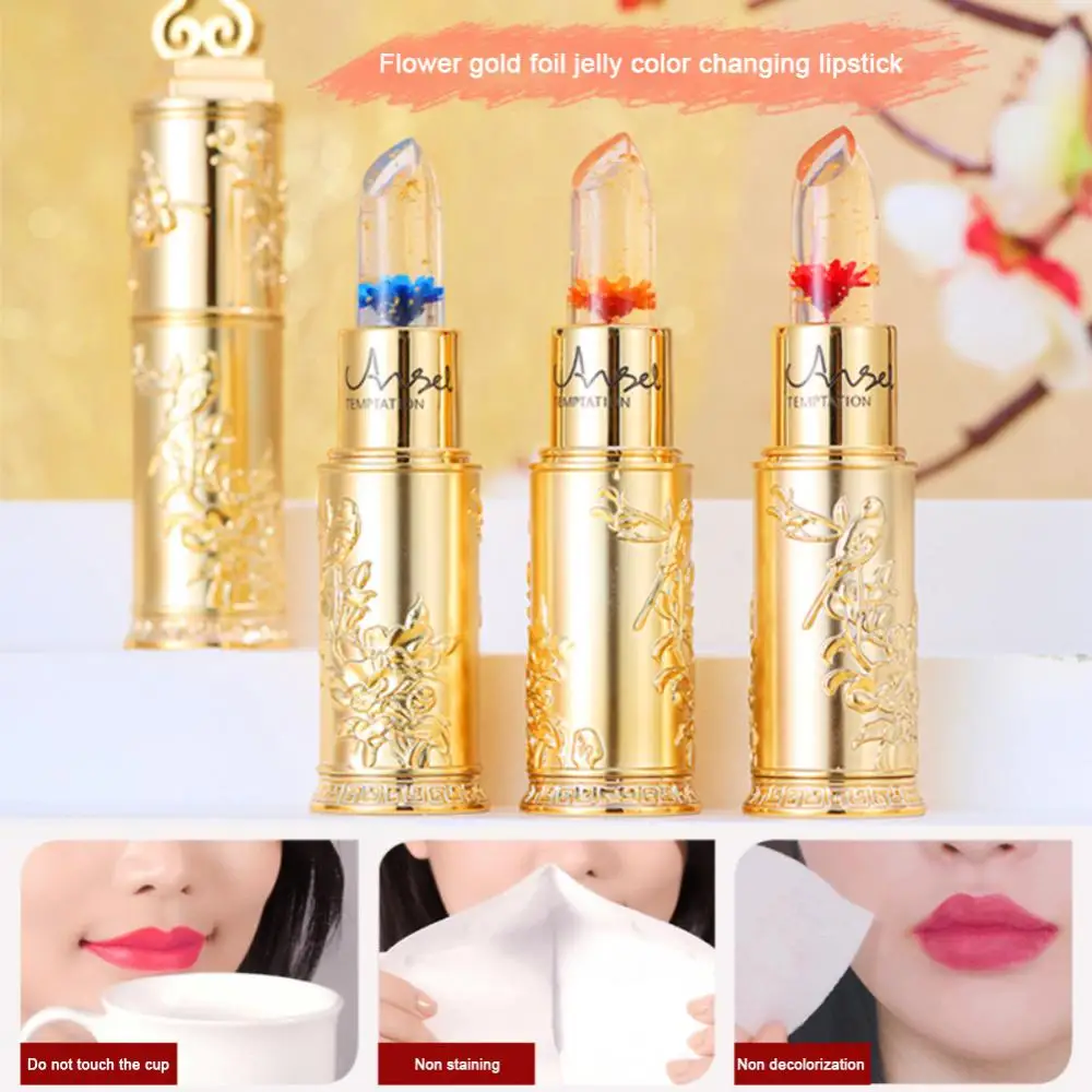 Natürliche feuchtigkeit spendende Lippen balsam transparente Gelee getrocknete Blume Lippenstift