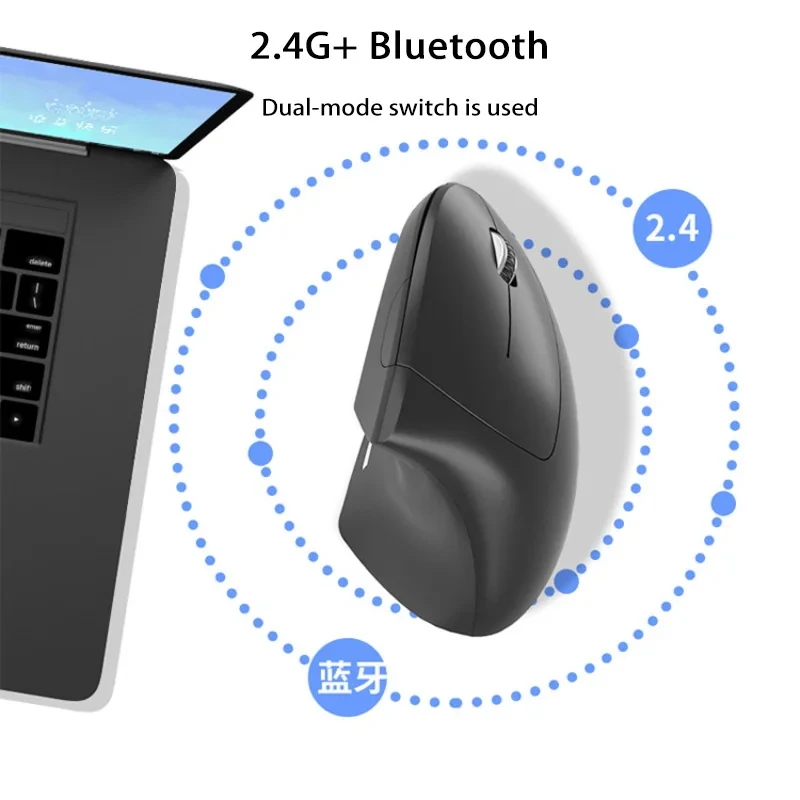 Wireless Bluetooth Vertical Mouse 2.4G Ergonomic Side Grip Silent Rechargeable Gaming Laptop PC Computer Adjustable DPI