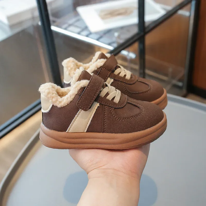Winter Kids Non-Slip Cotton Shoes Boy Girl Outdoor Warm Snow Shoe Baby Fleece-Lined Warm Sneakers Children Casual Walking Shoes