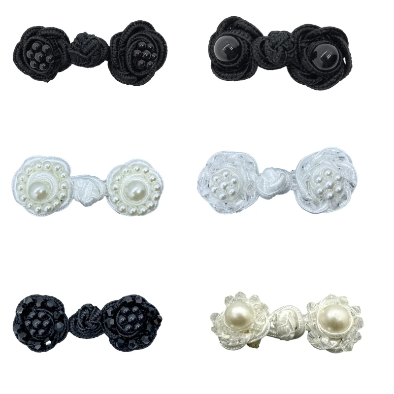 

Handmade Rose Sewing Crystal/Pearl Button Cheongsam Buttons Exquisite Craftsmanship for Fashion Enthusiasts of All Ages