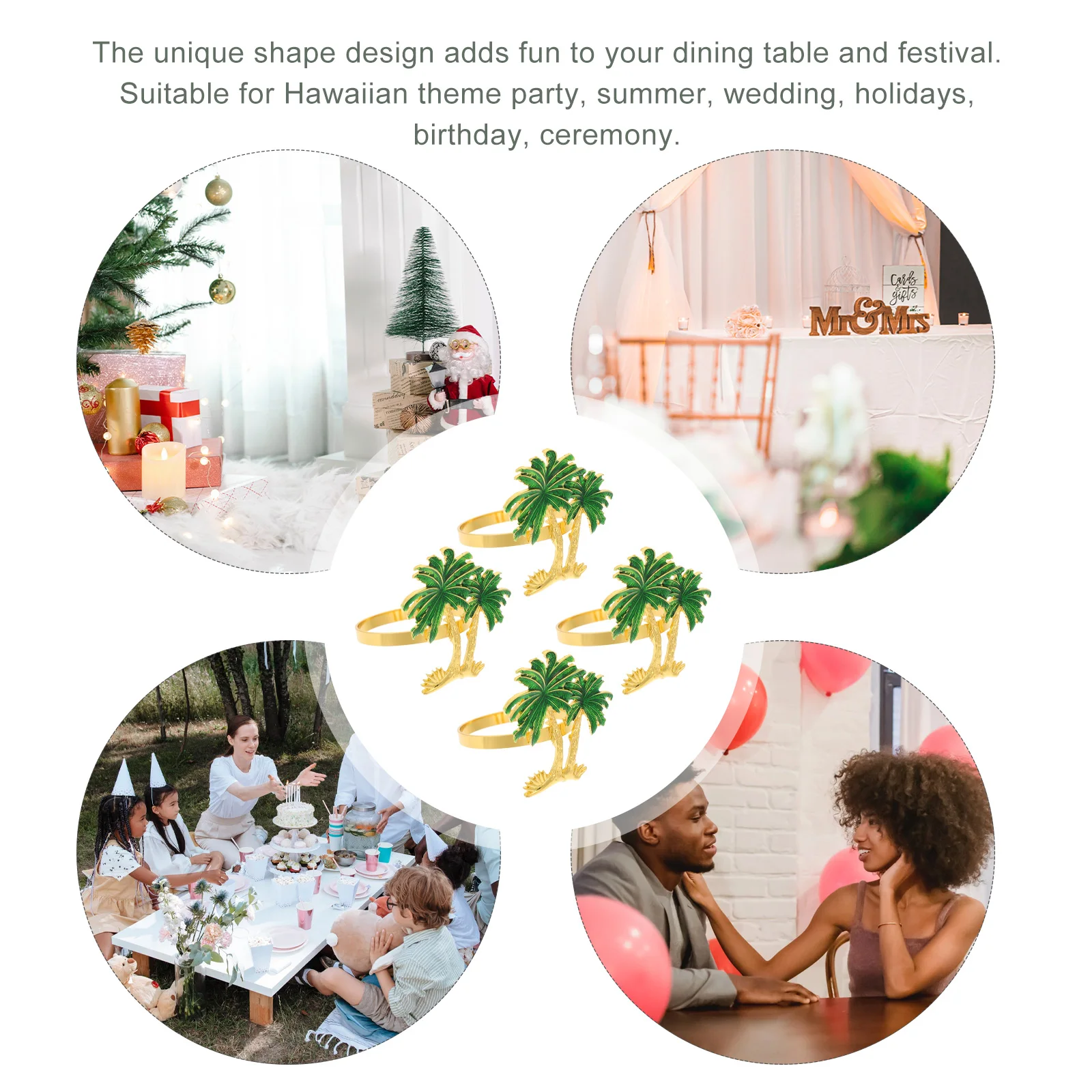 4Pcs Napkin Buckles Exquisite Craftsmanship Unique Shape Design Party Napkin Rings for Summer Holiday Home Banquet Decoration