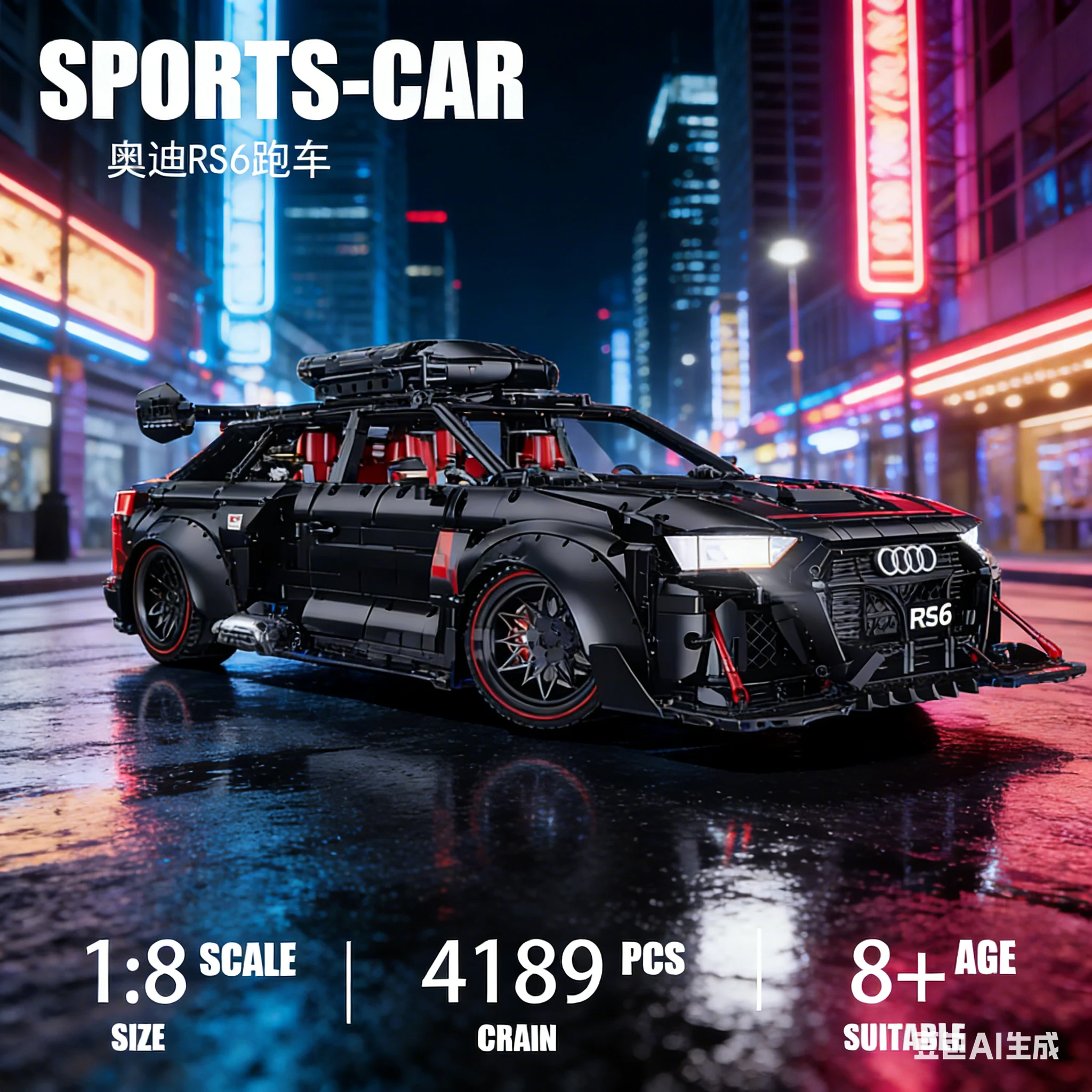 

Конструктор Creative City MOC 1:8 RS6 Supercar GULY10645, высокотехнологичная модель-головоломка для взрослых, сложная сборка