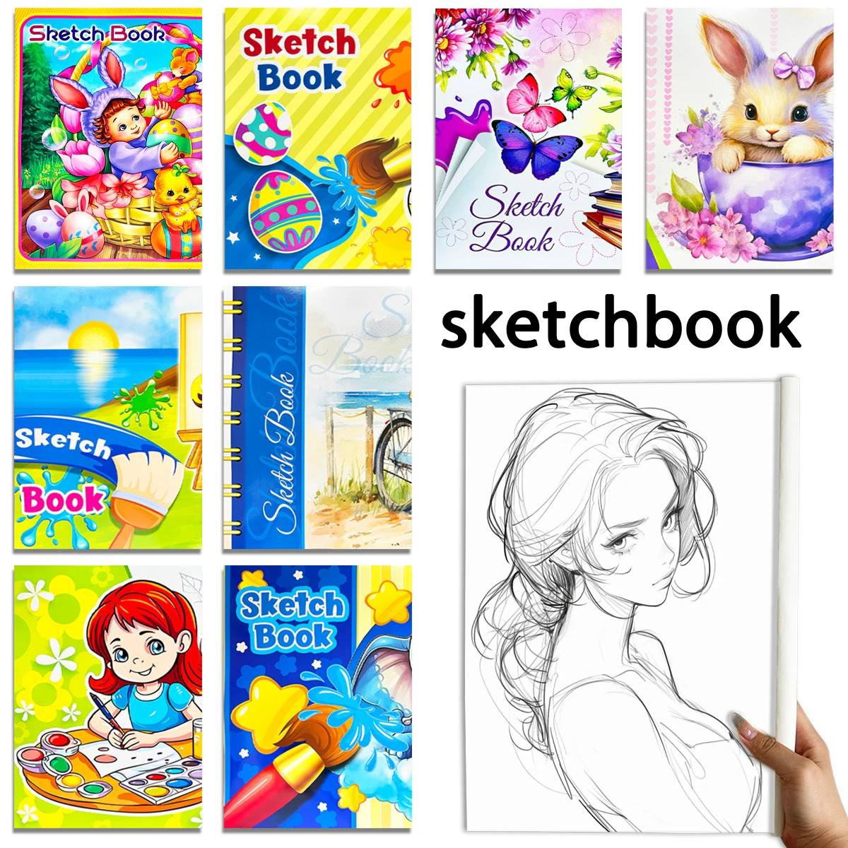 Super Exquisite Children's Sketchbook,Including Flower And Butterfly Covers,Easy To Color Thick Paper Escorts Painting Dreams