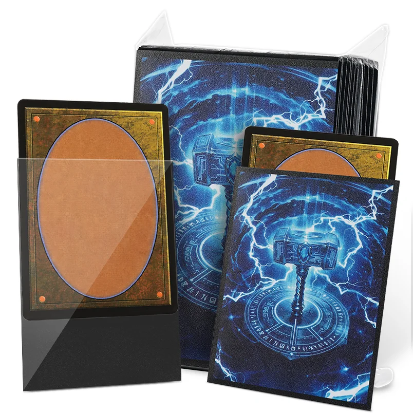 Card Sleeves -105PCS Matte Card Sleeves, Clear Front & Anti-Slip Matte Back, 66x91mm Standard Trading Card Sleeves for TCG