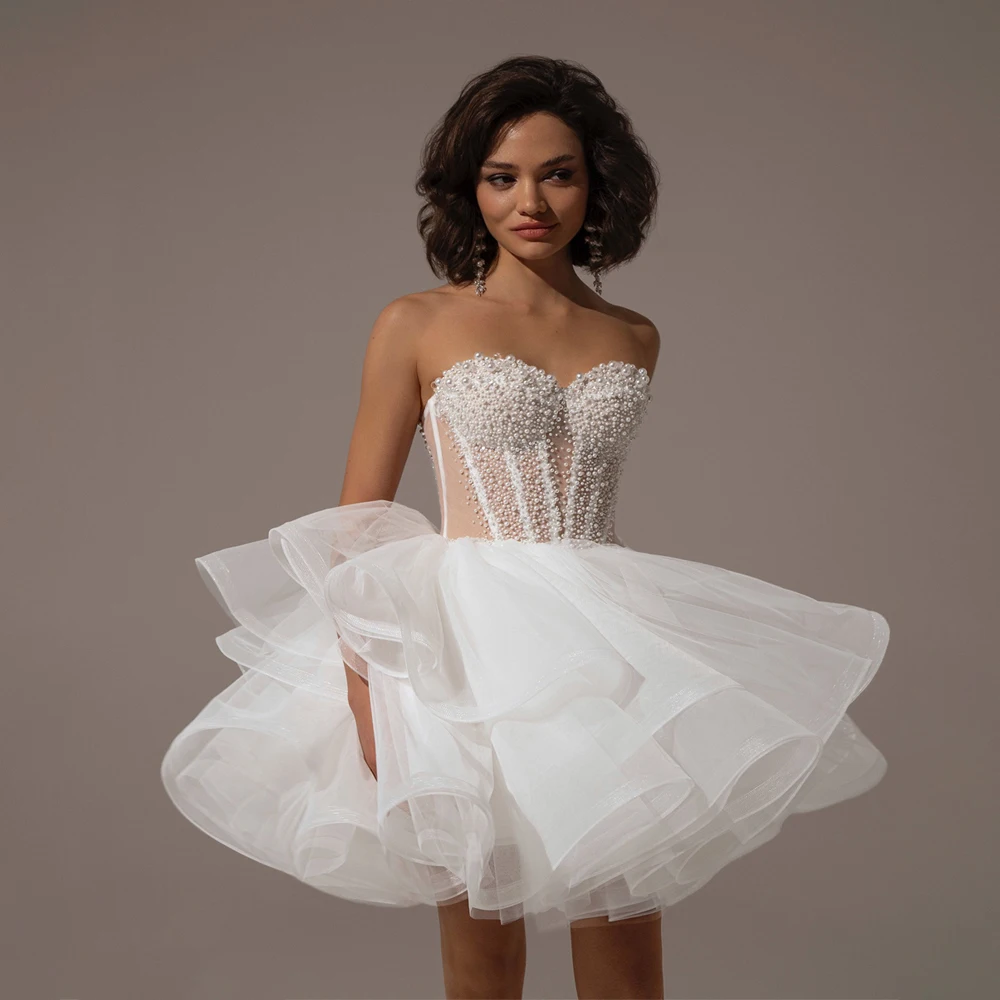 Newest Prom Dress For Wedding Short A line Bridal Dresses 2026 Sexy Sleeveless Mini Bridal Dresses For Wedding robe de mariée