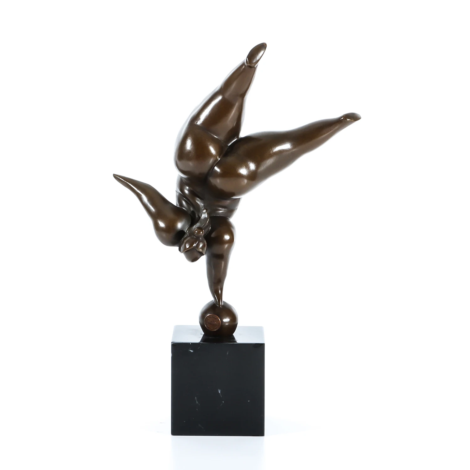 Bronze Sculpture Abstract Fat Lady Headstand Woman Statue by Fernando Botero Office Home Decoration