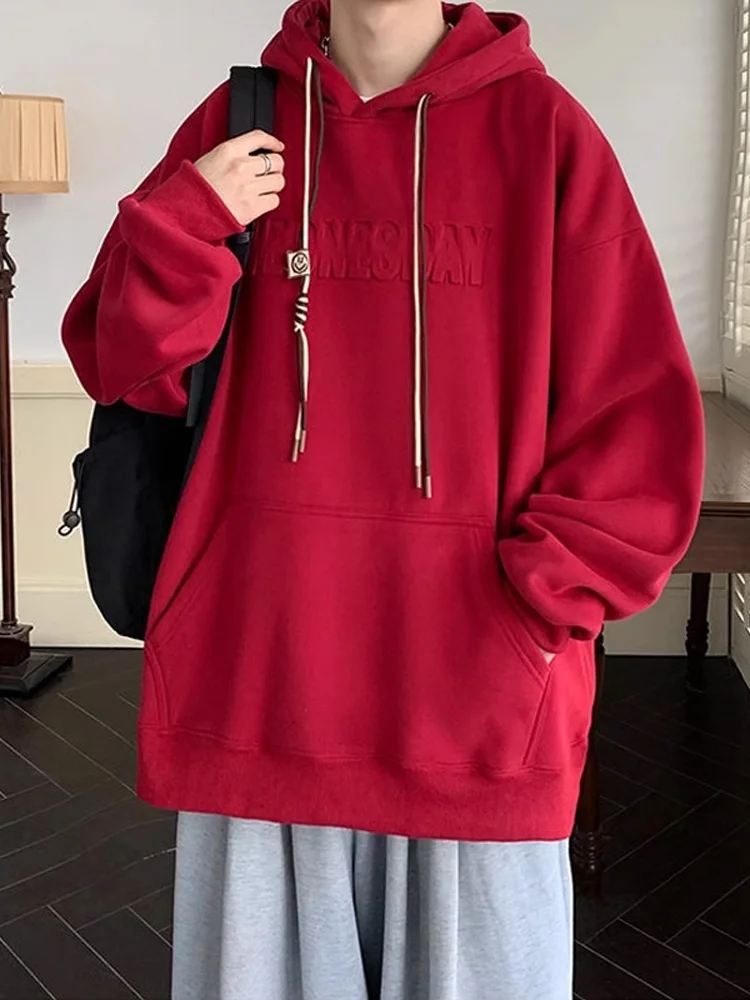 

Red Hoodie Men's Autumn Winter Heavyweight Hardwearing Youth Dragon Year Limited Edition Sweatirt Casual Comfortable Fit