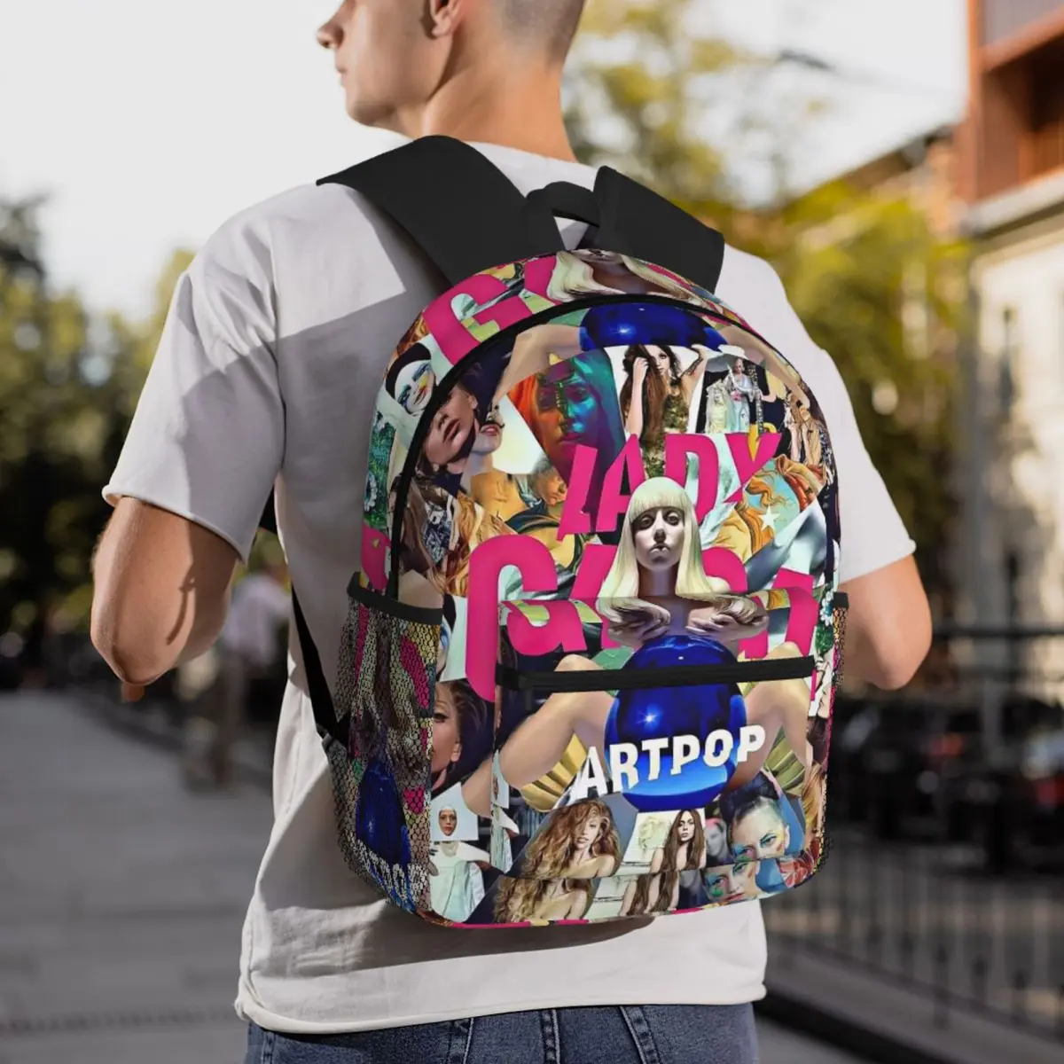 

Singer Lady Gaga Student Backpack School Bag Hiking Travel Daypack for Boys Girls Fashion Bookbag Shoulder Bags