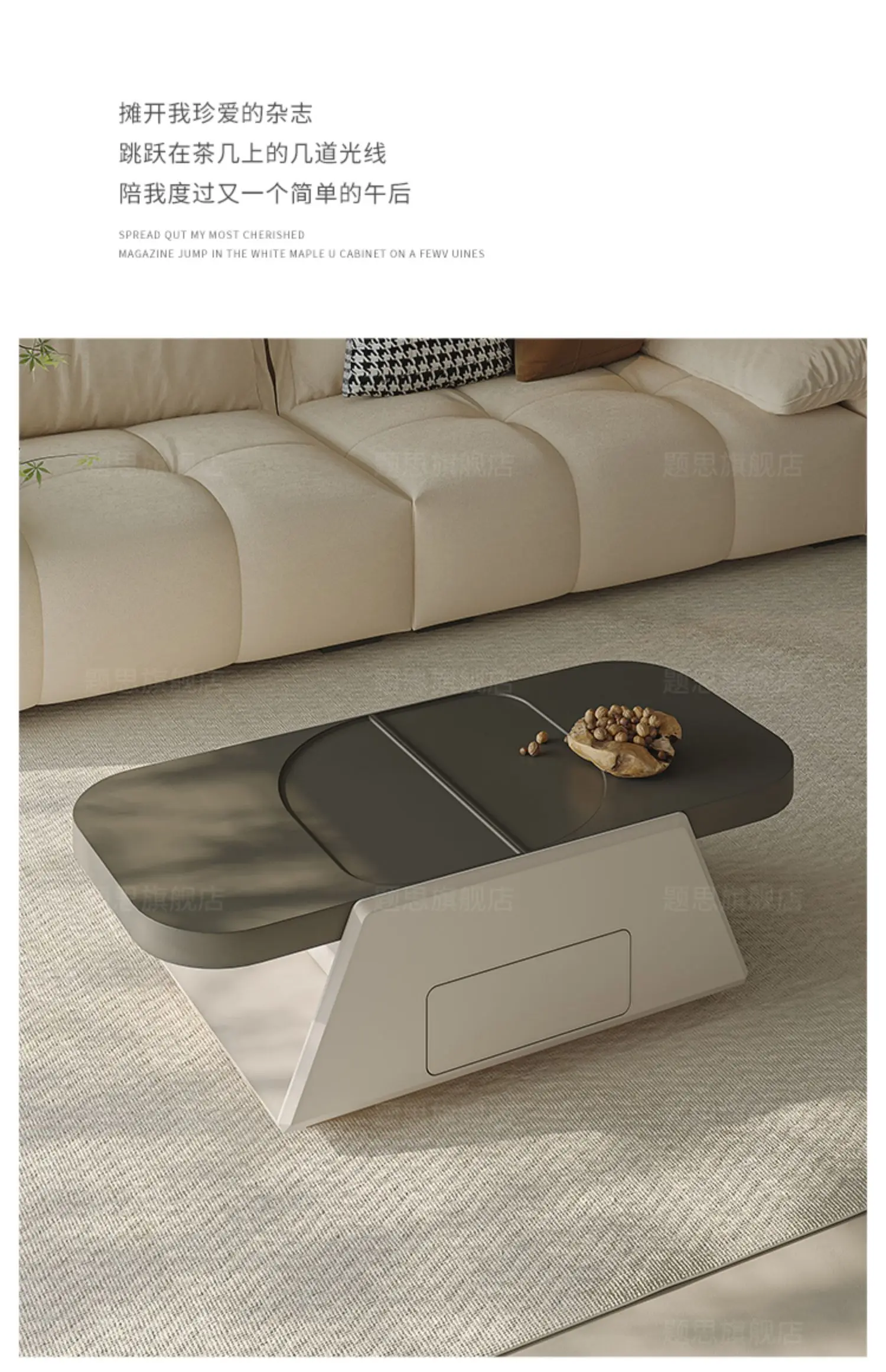 

lhy 26 new Zq Silent Style Coffee Table, Retractable, French Cream Style, Small Apartment, Living Room, Home ss 26