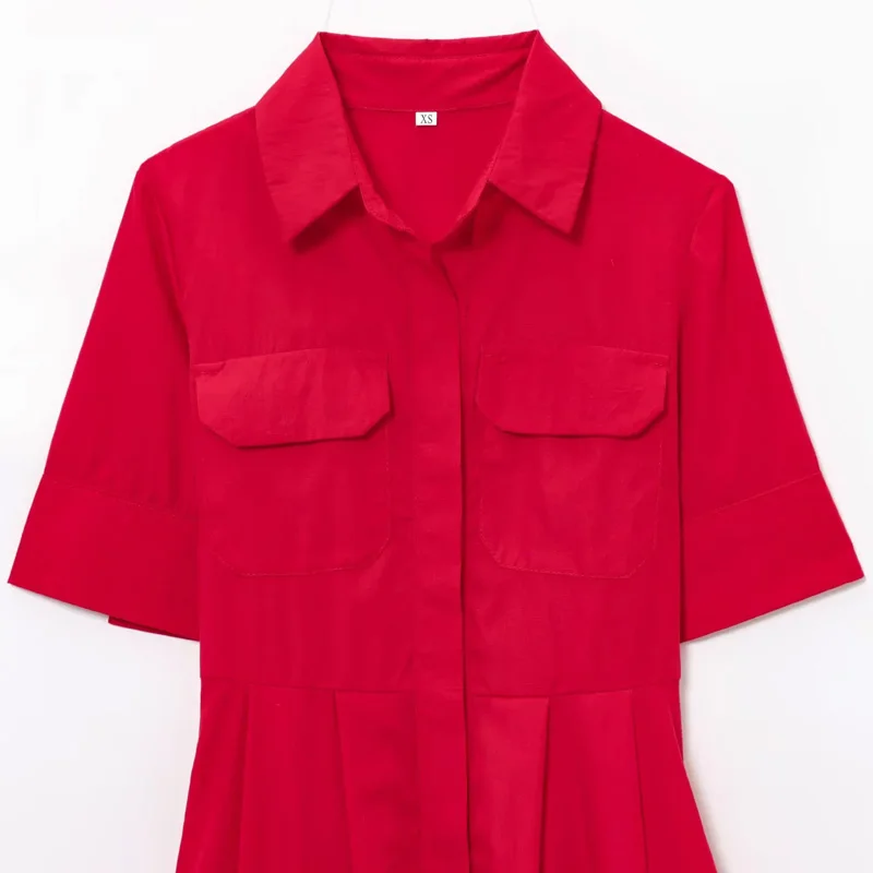 HXAO エレガントなパーティードレス 2025 レディース春夏半袖レッドミディドレスファッションカジュアル Y2k ロングドレス Vestidos