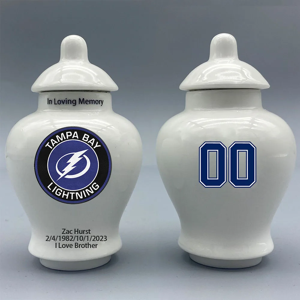 

Mini Urn for Tampa Bay Lightning-Hockey Urn.Please send me the customization information- name/date and number on the urn