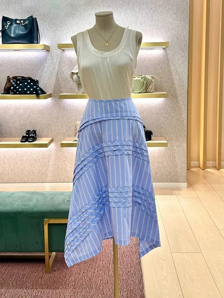 

M Home Spring 2025 Detachable Color Blo Collar Sequin Long Sve irt Top with Asymmetrical Skirt Pure Cotton Commut...