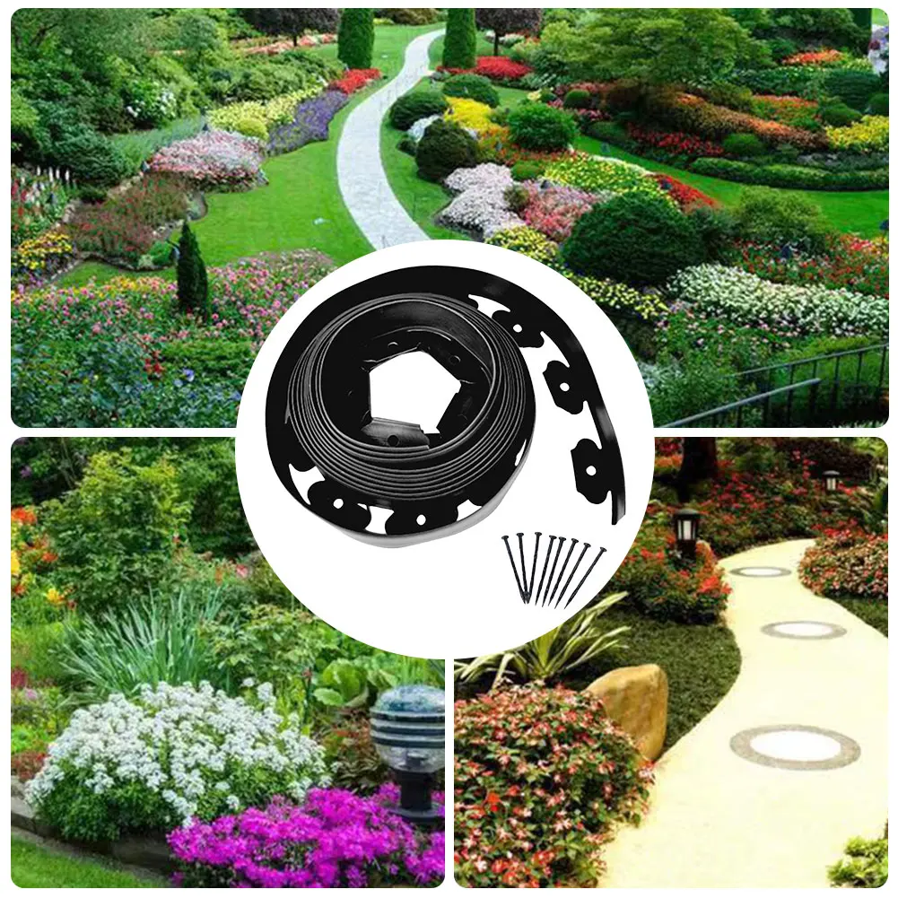 5/10M Garden Border with Spikes Flexible Lawn Edging Kit No Dig Garden Barrier for Yard Flowerbeds