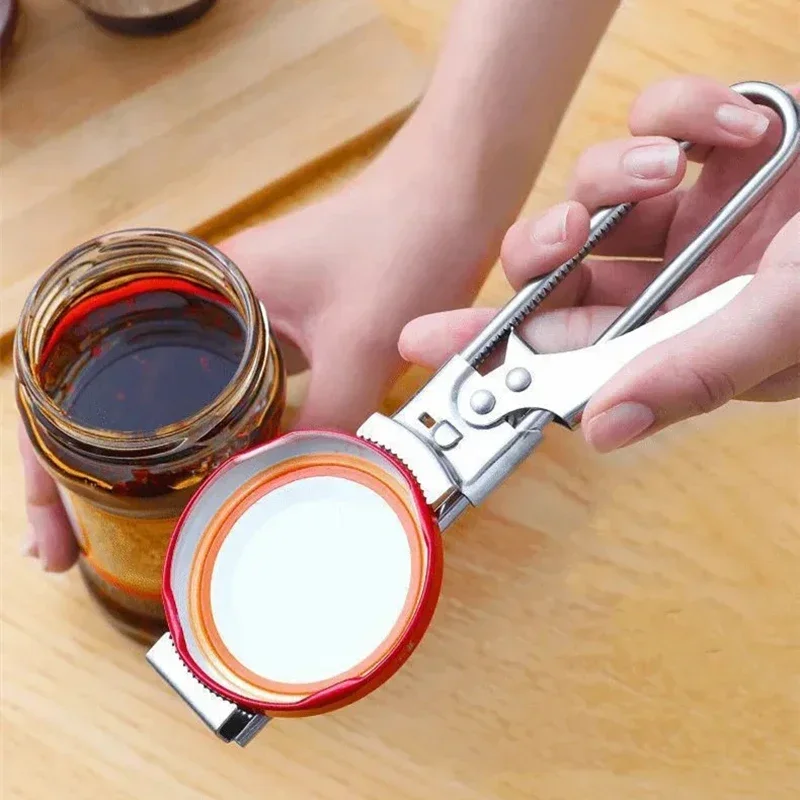 Can Opener Adjustable Stainless Steel Non-Slip Multifunction Manual Jar Bottle Bottle Lid Opener Gadget Home Gadgets Accessories