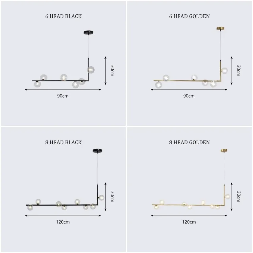SANDYHA الشمال كرة زجاجية قلادة ضوء الذهب الأسود فقاعة مصباح معلق G9 LED الثريا الحديثة الحد الأدنى ديكور لغرفة الطعام
