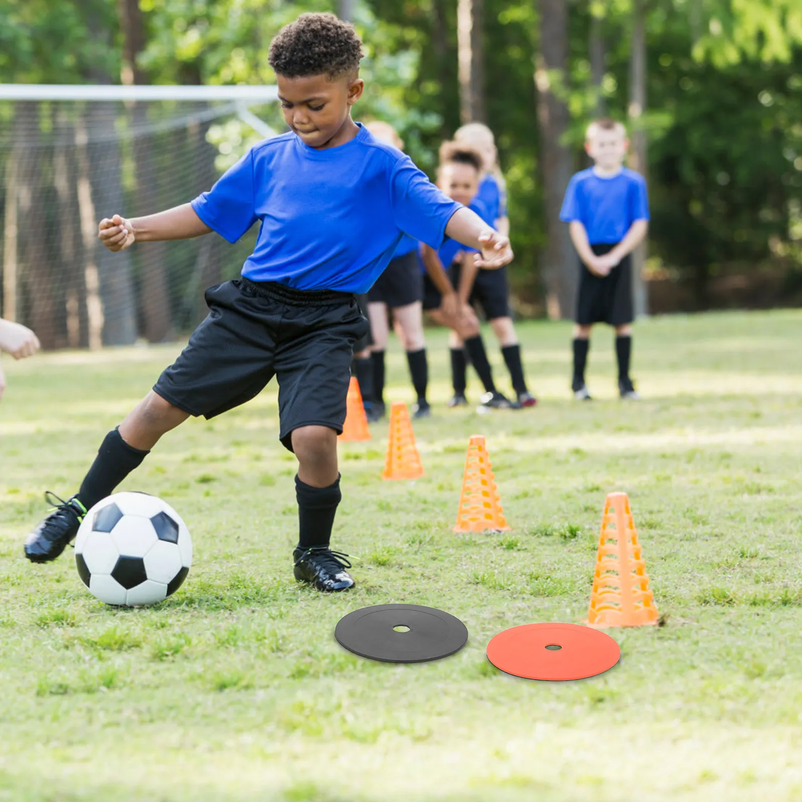 Soccer Training Marker Discs 5 Pack Sturdy PVC Field Cones for Football Agility Practice and Workouts