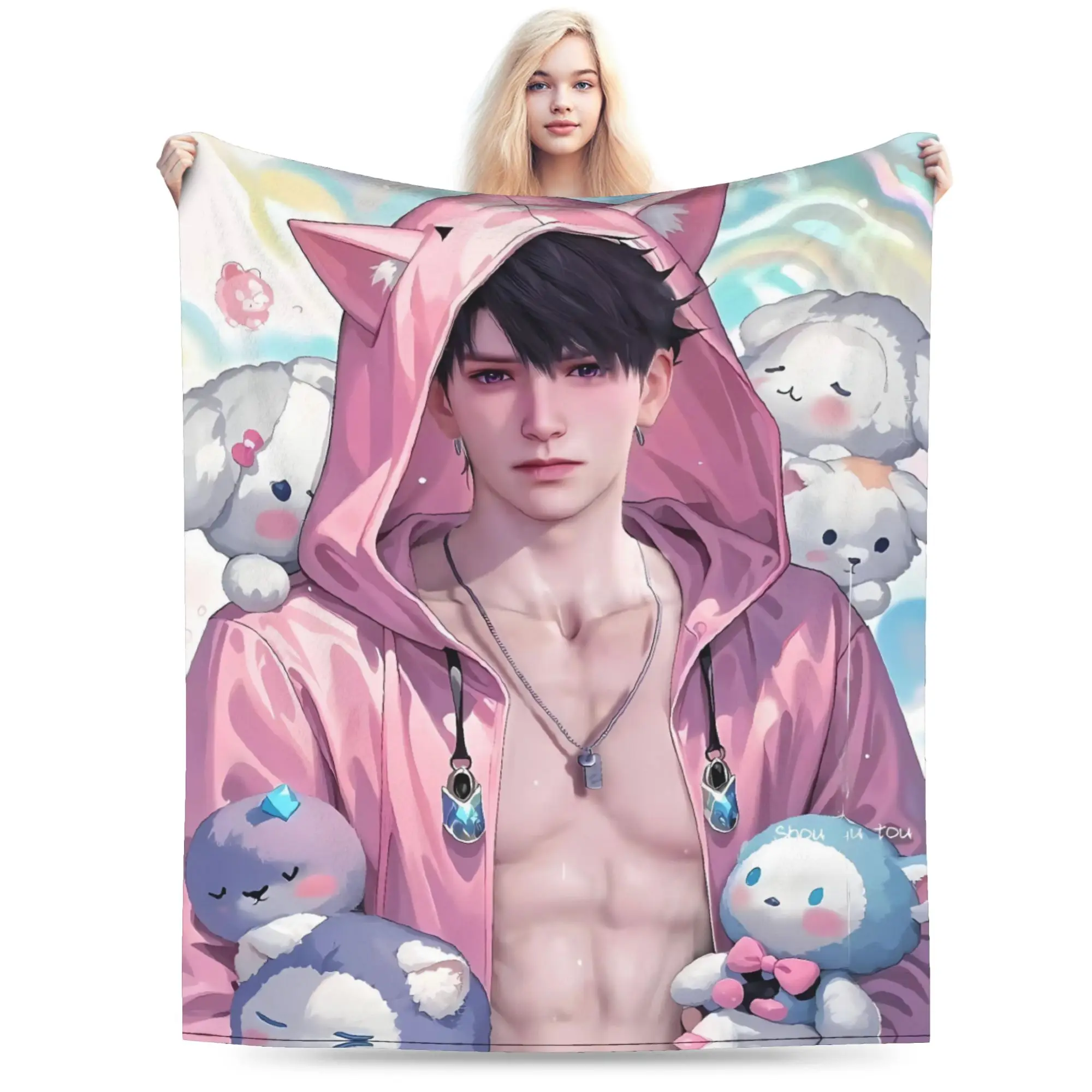 

Warm Soft Blanket Picnic Game Love and Deepspace Throw Blanket Flannel Bedspread For Outdoor Aesthetic Sofa Bed Cover