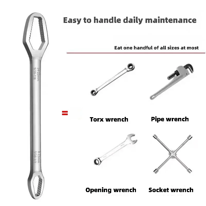 GEFENSI 3-17mm8-22mm Universal Torx Wrench Adjustable Multifunction Wrench Board Double-head Multipurpose Torx Spanner Repair Ha