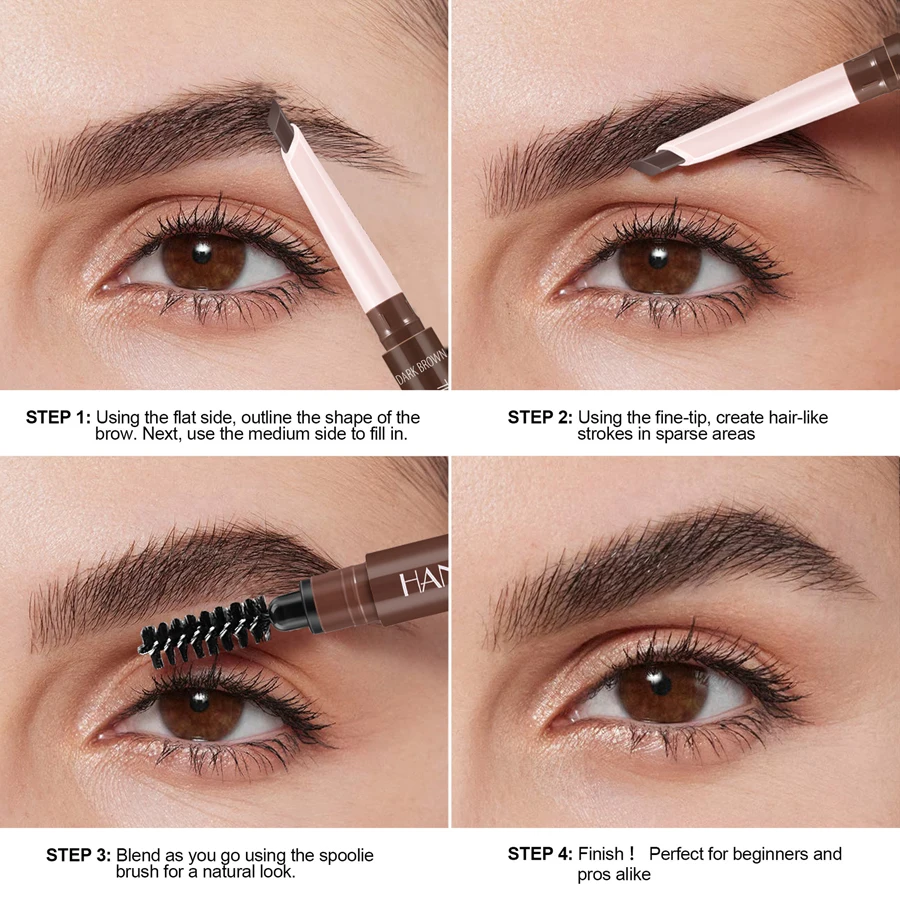 Wenkbrauw Cosmetica Potlood Waterdicht Tweekoppige Wenkbrauw Tattoo Natuurlijke Langdurige Make-up Verf Wild Wenkbrauwpotlood