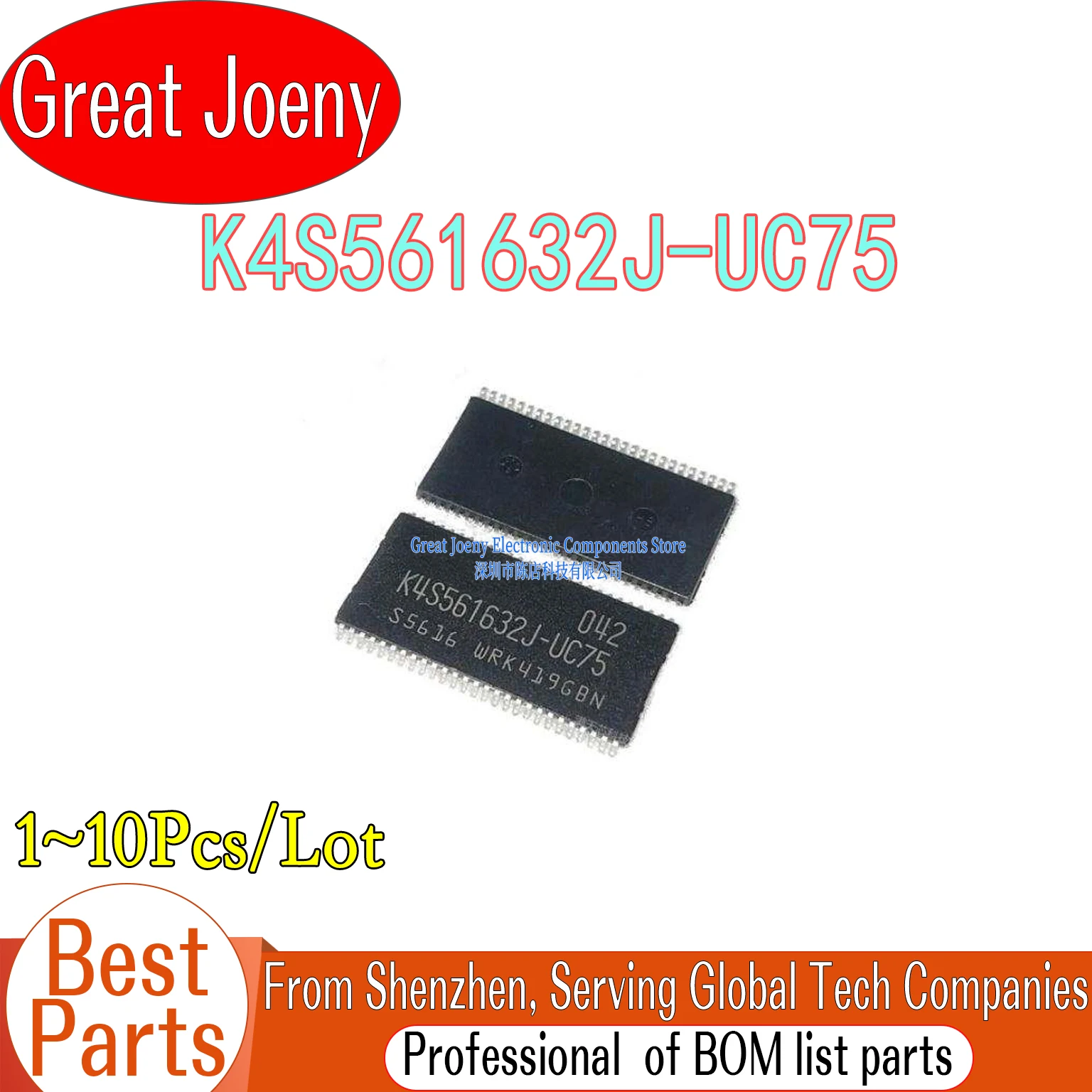 (1-10 Piece)100% New K4S561632J K4S561632J-UC75 K4S561632 IC Chipset TSOP-54