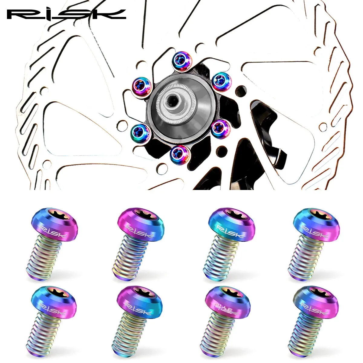 Risk Bicycle Disc Brake Rotor Fixing Bolts 12pcs M5x10mm TC4 Titanium Ultralight Screws for Mountain MTB Road Bike Brake M5*10mm