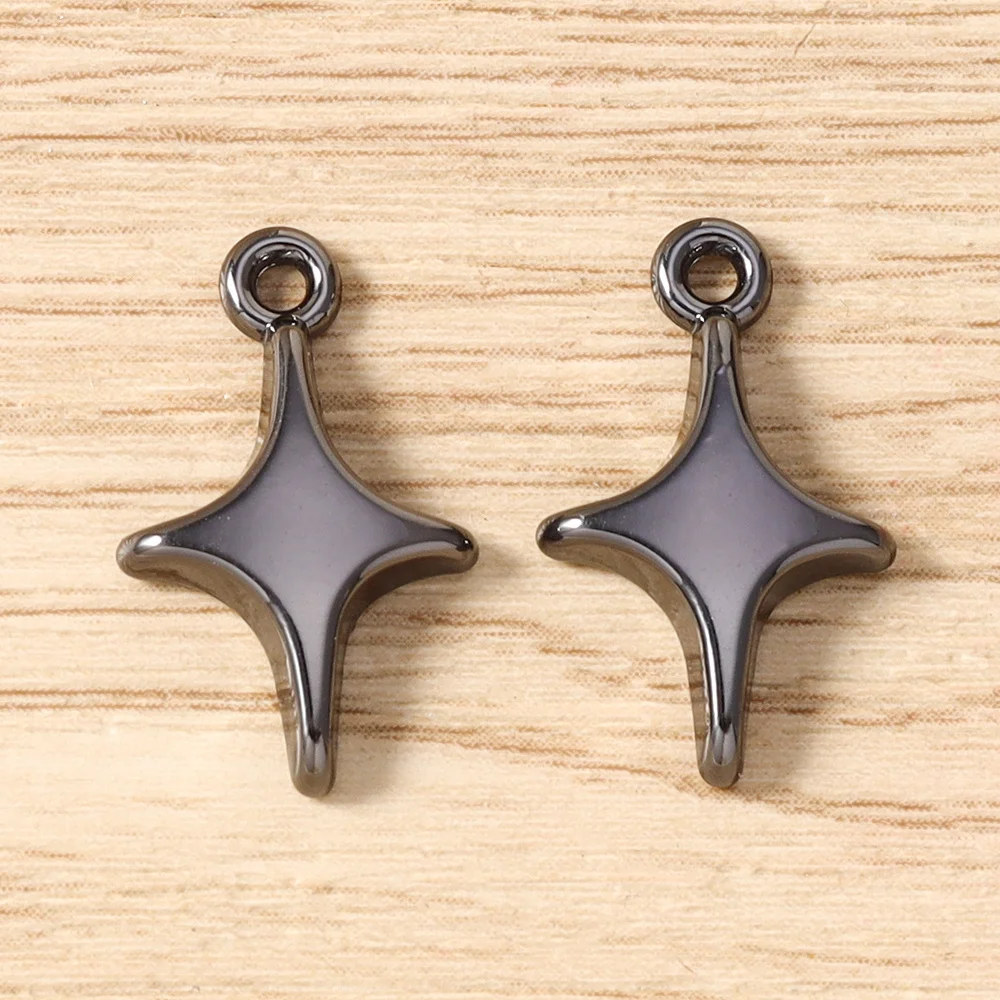 Tusember 5 Stück Hip-Hop Gun Black Sonne Mond Stern Herz Anhänger für Halsketten, Ohrringe, Armbänder, Schmuckherstellung, Bastelzubehör – Detail 8