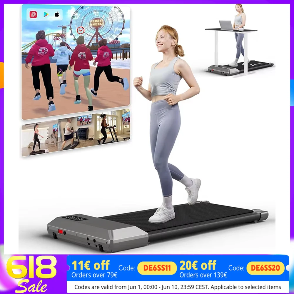 Superun – tapis de marche Long avec ceinture de 80CM, 2,2 hp pour la maison, tapis de course Portable 2 en 1, à faible bruit pour le bureau