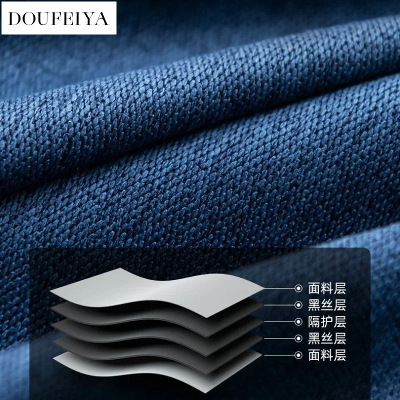 310cm Height Pure Color Blue Window 85%-99% Blackout Thickened Cotton Linen Cutains for Living Room Bedroom Luxury Custom Size