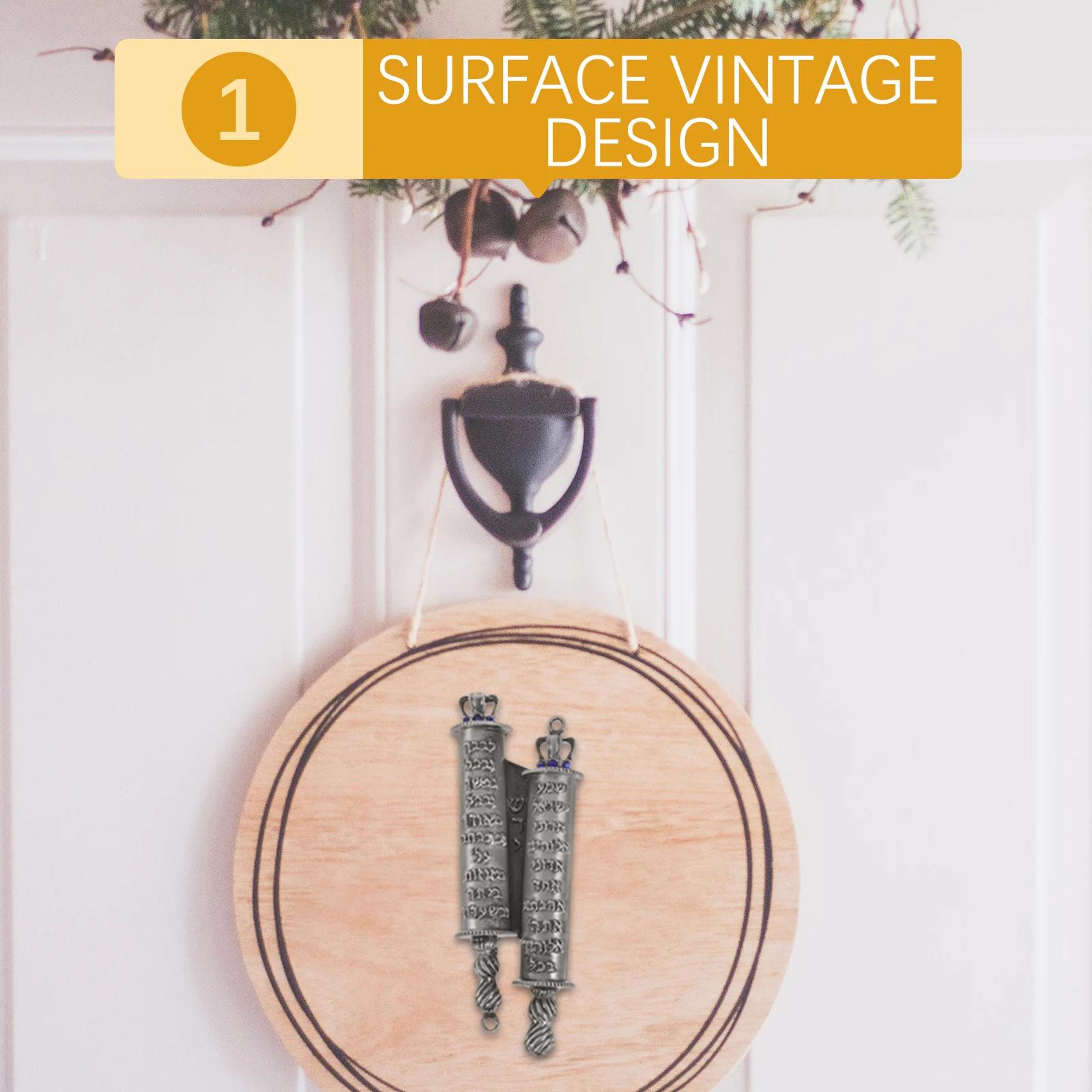 

1Set Metal Mezuzah Vintage Design with Blessings in English Hebrew Heavy Duty Retro Finish for Home Decor Religious Mezuzah