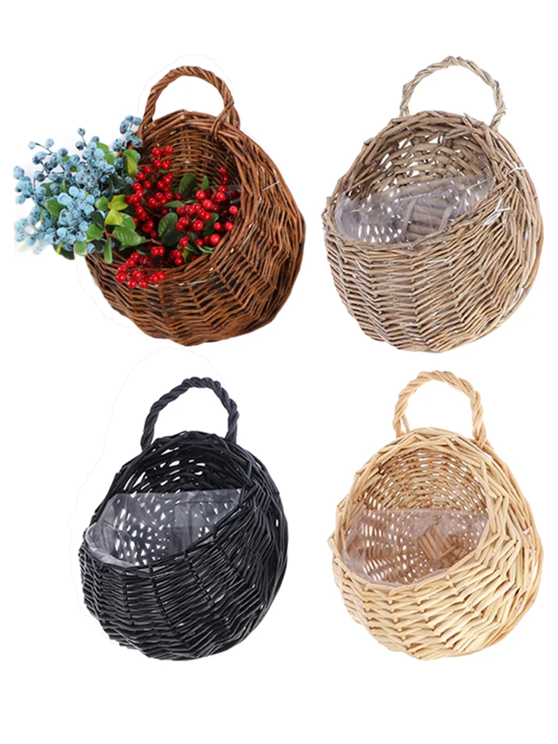 Wicker Woven Hanging Basket Wall Hanging Planter Flower Wicker Basket Handmade Rattan Basket For Home Decor Garden Wedding