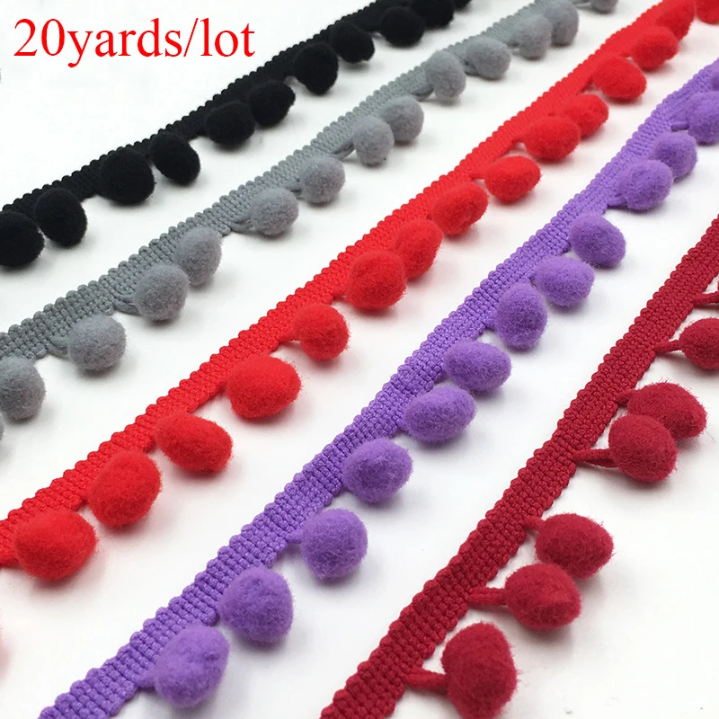 20yards/lot little ball lace Ribbon tassel cotton tassels trimming fringes DIY for sewing bed sheet clothes curtains decoration