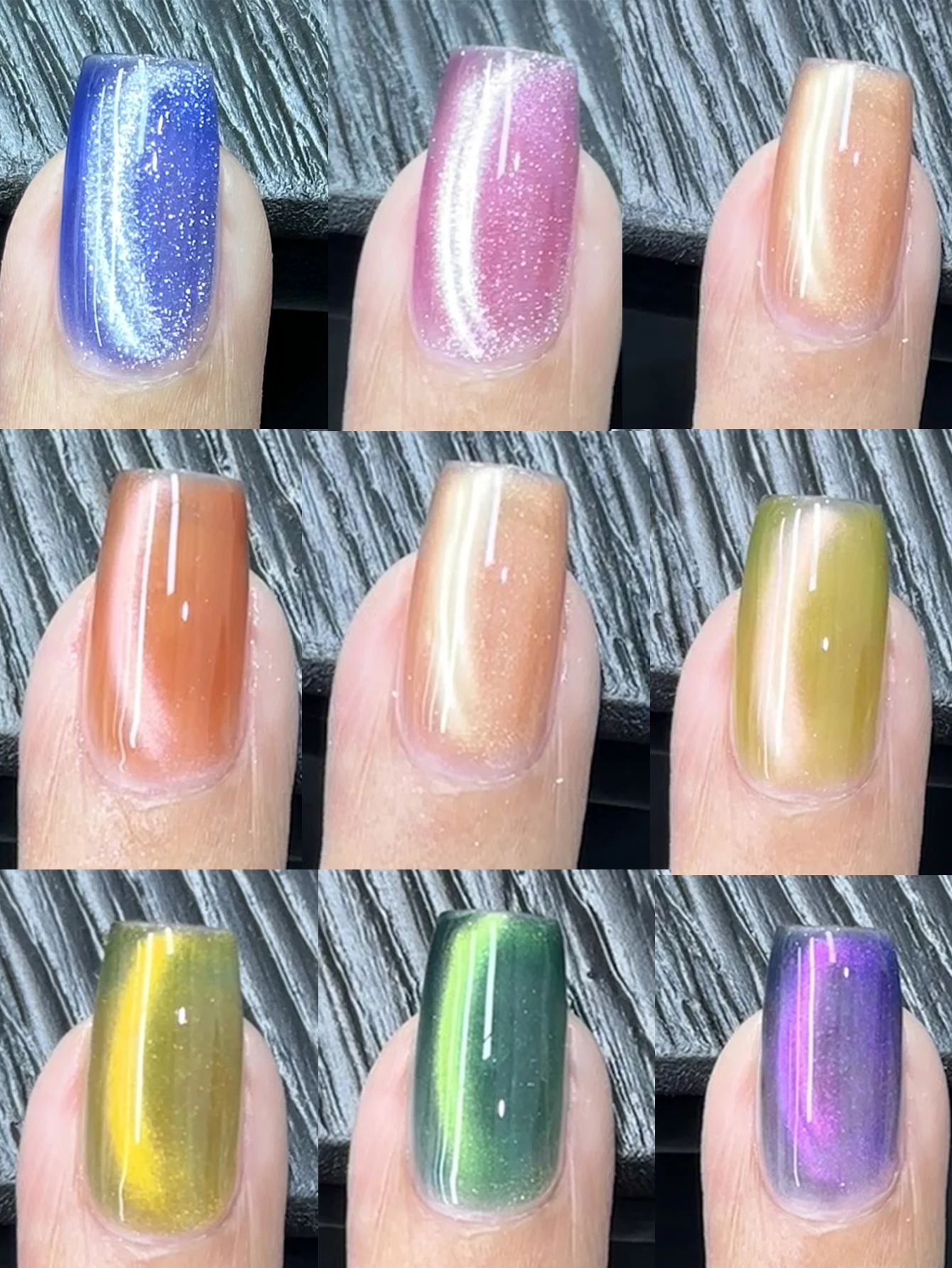 One-Step Cat Eye Gel Nail Polish - No Base Coat/Top Coat Required, 10 Colors Available, Free Magnet, LED Light,Nail Art Supplies