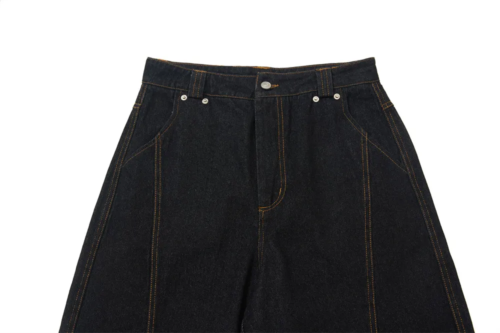 Brief Stickerei Jeans Herren Abnehmbare Bandana Hip Hop High Street Lose Breite Bein Denim Banana Jeans Männer – Detail 9