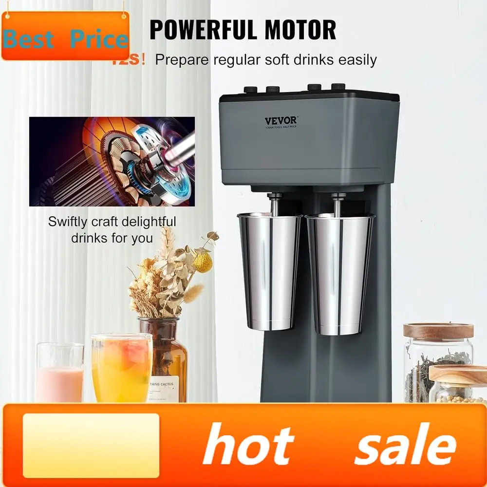 

PopularDual Motor 375W Milkshake Blender with 3-Speed Settings and 2 Stainless Steel Mixing Cups